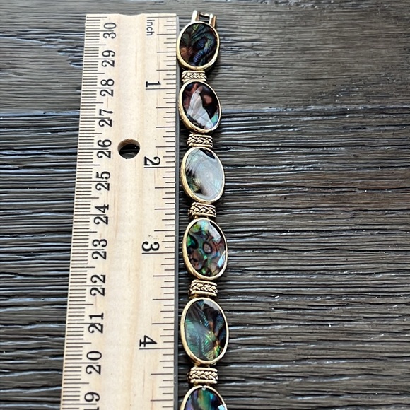 Monet Gold Tone Abalone Vintage Link Bracelet - Picture 7 of 9